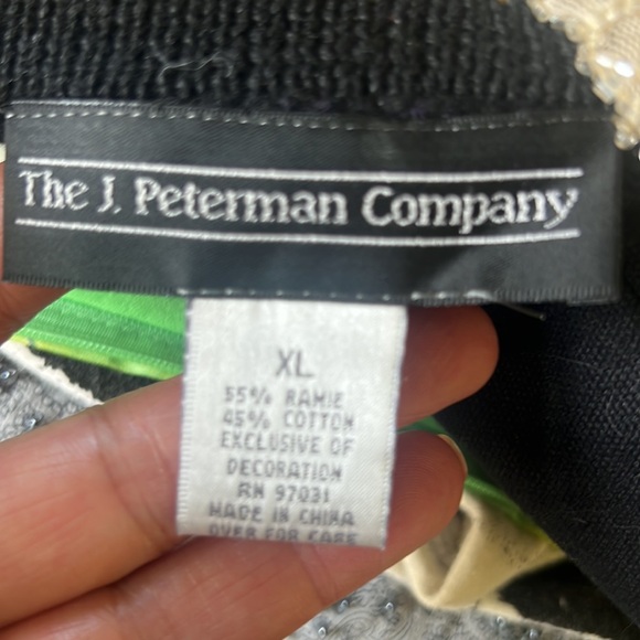 J Peterman 🌸🖤 Vintage Beaded 80’s Sweater Cardigan Size X-Large Embroidered 🖤 - Picture 3 of 3